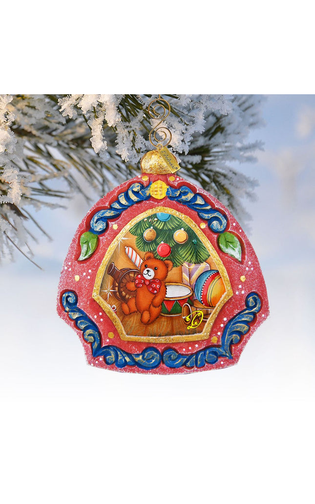 Teddy Bear Medallion Sculpted Hand-Painted Christmas Ornament by G. DeBrekht - Christmas Decor - 6102842