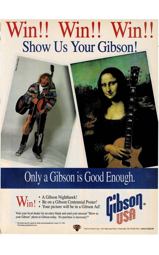 Gibson Guitars - Show Us Your Gibson Promo - Joe Walsh - 1994 Print Ad