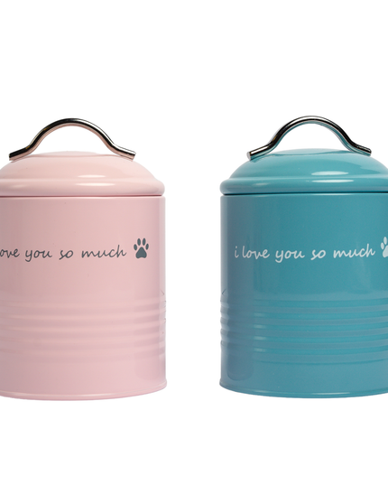 "I Love You So Much" Dog Treat Canister Gift Set – Pink & Blue