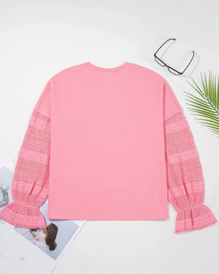Lace Detail Flounce Sleeve Sweatshirt