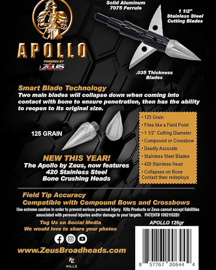 APOLLO 125 GRAIN BROADHEADS (3 PACK) (FORMERLY HERA)
