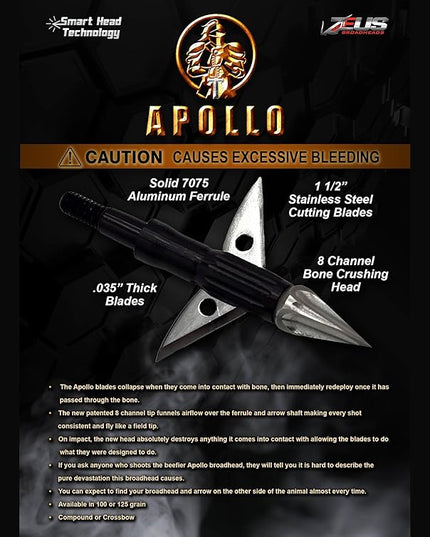 APOLLO 125 GRAIN BROADHEADS (3 PACK) (FORMERLY HERA)