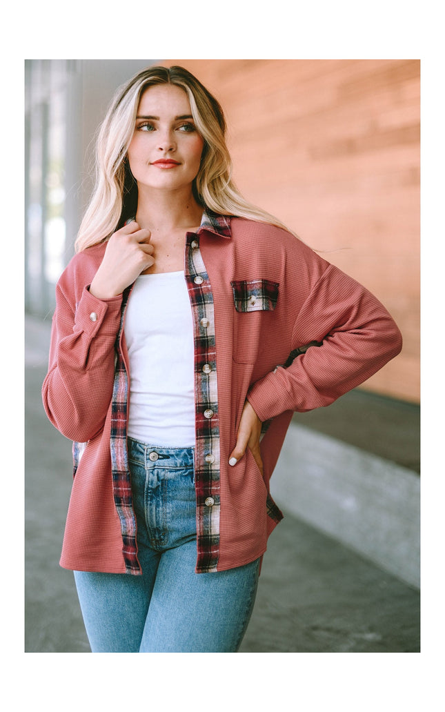 Plaid Button Down Collared Jacket