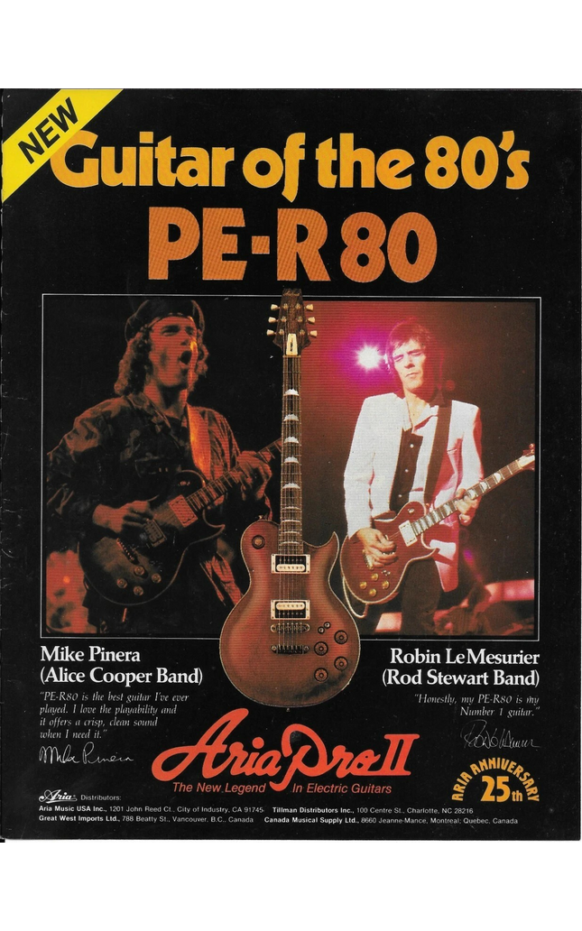 ARIA PRO II GUITARS - PE-R80 - Mike Pinera & Robin LeMesurier - 1982 Print Ad