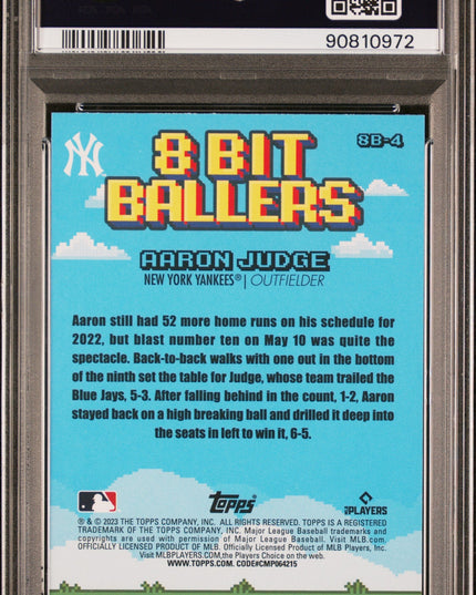 Graded 2023 Topps Big League Aaron Judge #8B4 8-Bit Ballers Baseball Card PSA 10 Gem Mint