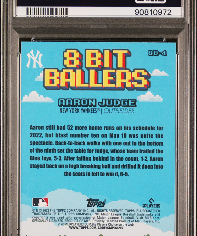 Graded 2023 Topps Big League Aaron Judge #8B4 8-Bit Ballers Baseball Card PSA 10 Gem Mint