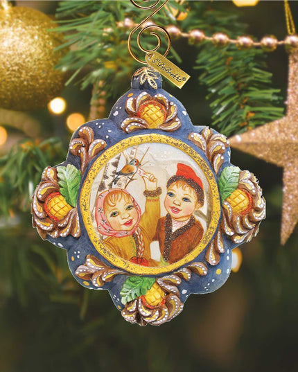 Feeding a Bird Sculpted Hand-Painted Christmas Ornament by G. DeBrekht - 6102552