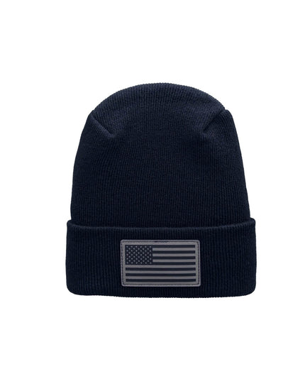 American Flag Beanie - H-Stitch Circular Knit Cuffed Beanie - Patented Design and Made in USA