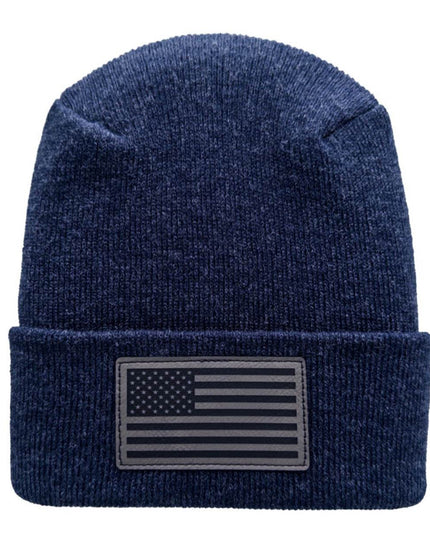 American Flag Beanie - H-Stitch Circular Knit Cuffed Beanie - Patented Design and Made in USA