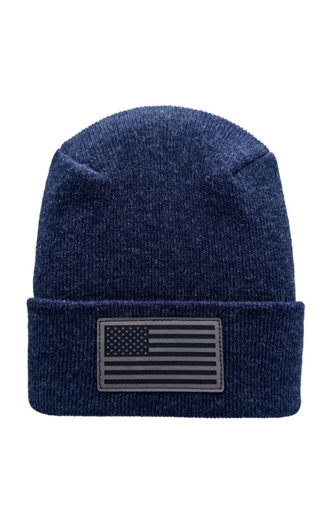 American Flag Beanie - H-Stitch Circular Knit Cuffed Beanie - Patented Design and Made in USA