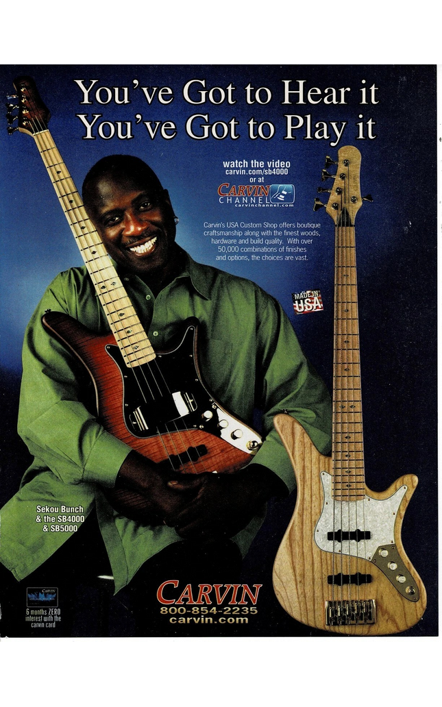 CARVIN GUITARS - SEKOU BUNCH - 2010 Print Advertisement