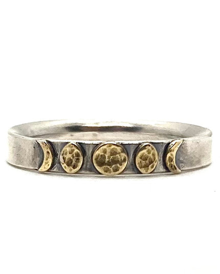 Moon Phase Band Ring in Brass and Sterling Silver
