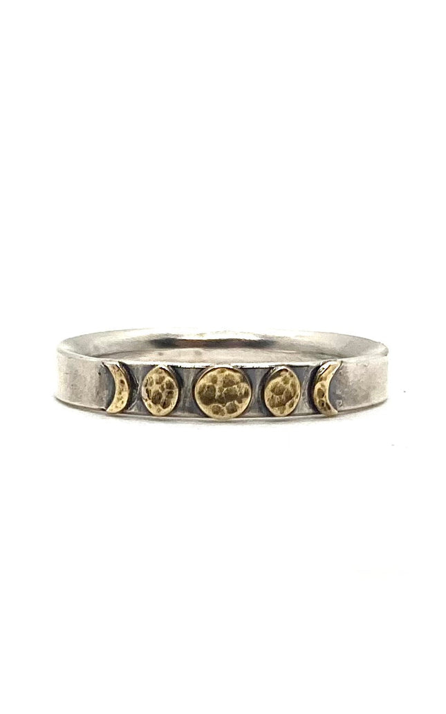Moon Phase Band Ring in Brass and Sterling Silver