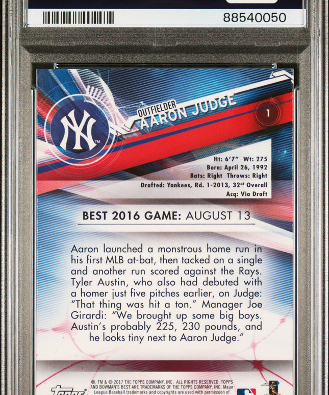 Graded 2017 Topps Bowmans Best Aaron Judge #1 Rookie RC Baseball Card PSA 10 Gem Mint
