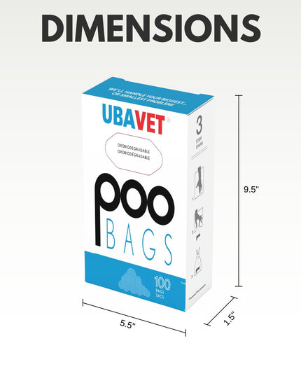 UBAVET DOO Extra-Long Durable Waste Bags for Dogs & Cats – (100-Pack)
