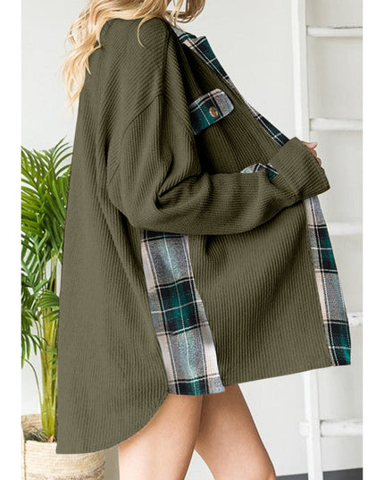 Plaid Button Down Collared Jacket