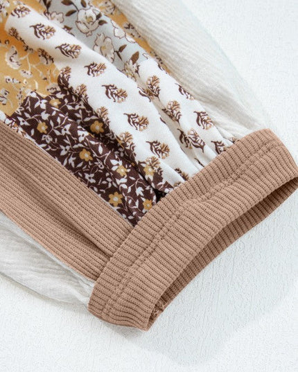 Floral Patchwork Long Sleeve Blouse