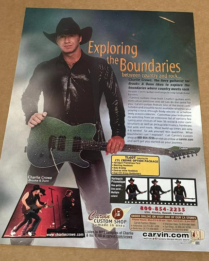 CARVIN GUITARS - CHARLIE CROWE of BROOKS & DUNN - 2001 Print Advertisement