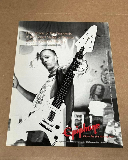 EPIPHONE - CHRIS BALLEW of PRESIDENTS OF THE U.S. of AMERICA - 1997 Print Ad