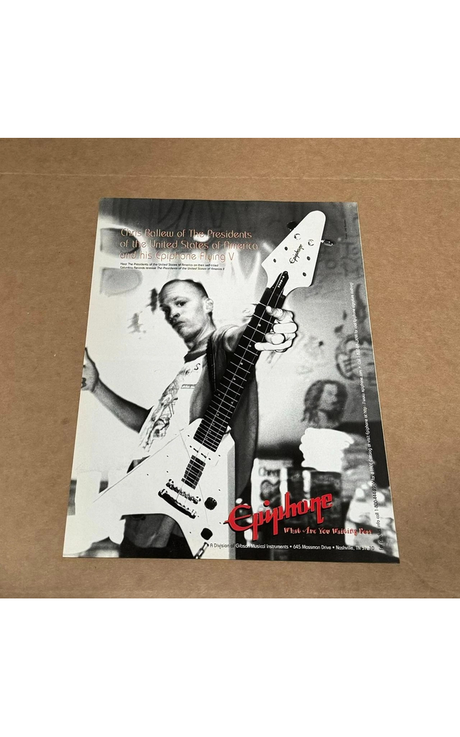 EPIPHONE - CHRIS BALLEW of PRESIDENTS OF THE U.S. of AMERICA - 1997 Print Ad