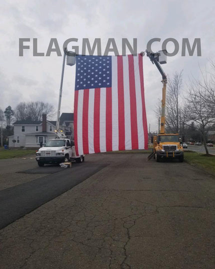 Polyester American Flag with Wind Slits for Hanging on Fire Trucks & Cranes *Made in USA*