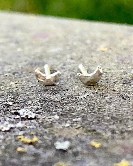 Crescent Moon Stud Earrings in Sterling Silver | Moon Phase Earrings