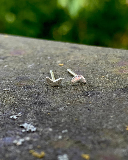 Crescent Moon Stud Earrings in Sterling Silver | Moon Phase Earrings