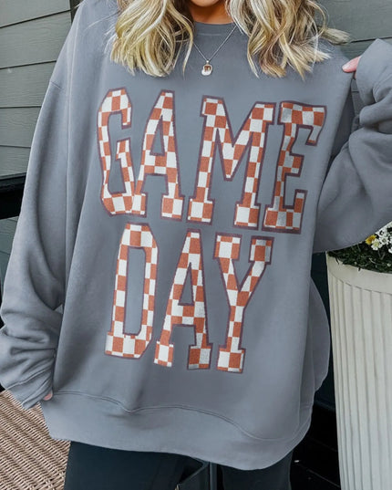 Game Day Checkered Oversized Sweatshirt