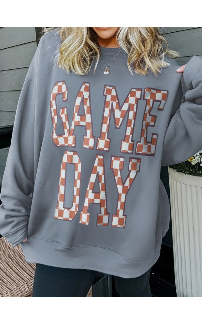 Game Day Checkered Oversized Sweatshirt
