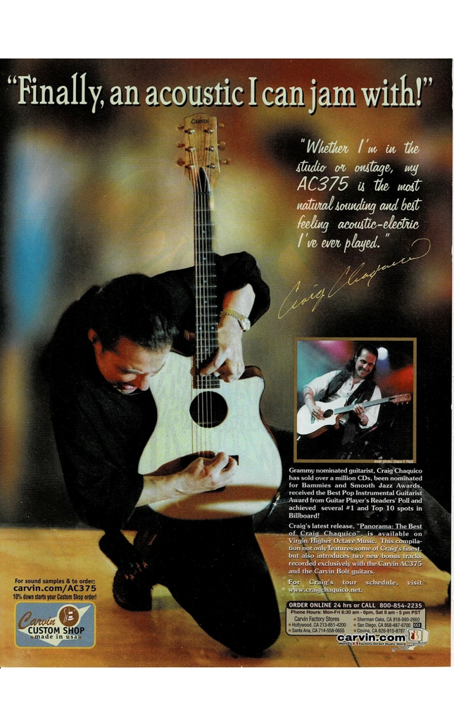 CARVIN GUITARS - CRAIG CHAQUICO OF STARSHIP - 2000 Print Ad