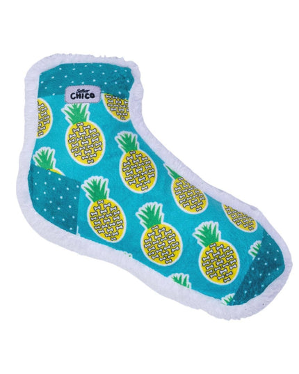 Squeaky Sock Plush Dog Toy – Whimsy Wonders Pineapple Design