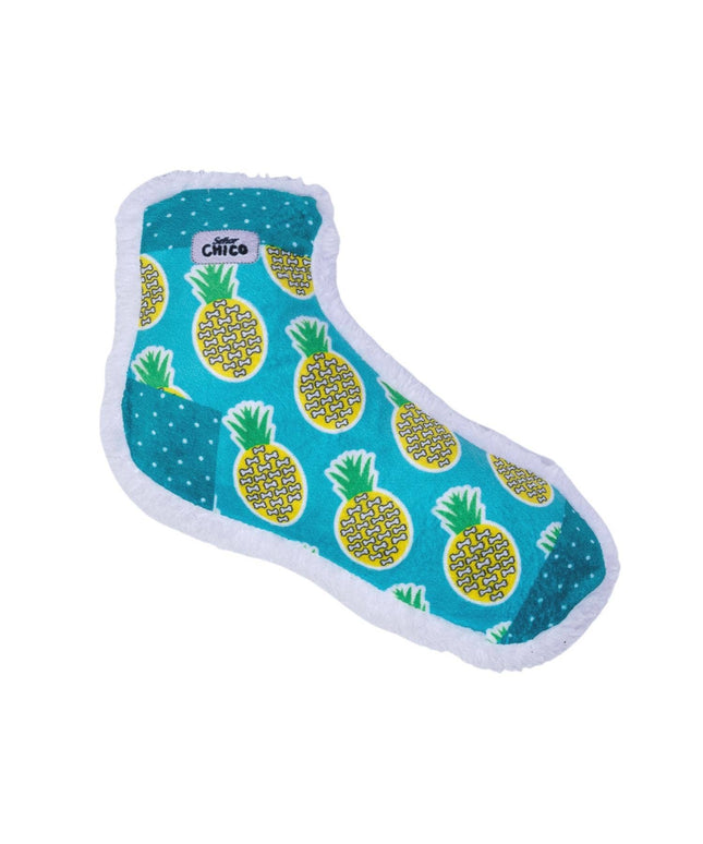 Squeaky Sock Plush Dog Toy – Whimsy Wonders Pineapple Design