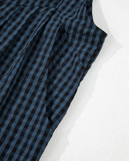 Plaid Print Buttoned Pocketed High Waist Jumpsuits