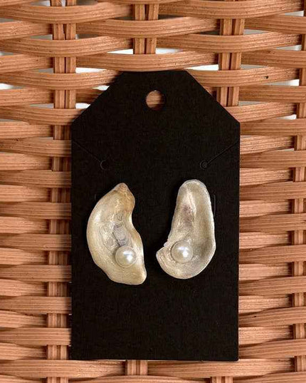 Painted Oyster Shell Stud Earrings