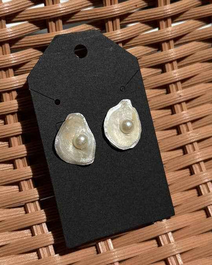 Painted Oyster Shell Stud Earrings