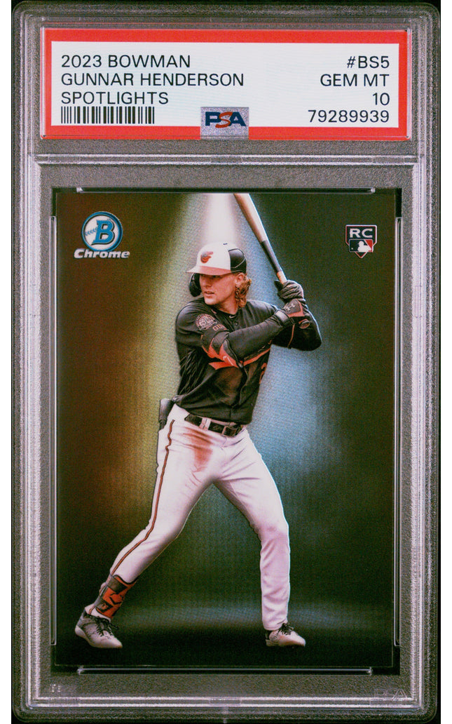Graded 2023 Topps Bowman Gunnar Henderson #BS5 Spotlights Rookie RC Baseball Card PSA 10 Gem Mint