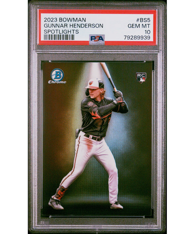 Graded 2023 Topps Bowman Gunnar Henderson #BS5 Spotlights Rookie RC Baseball Card PSA 10 Gem Mint