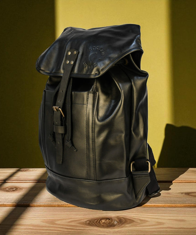 Bovine Leather Single Strap Backpack - Black