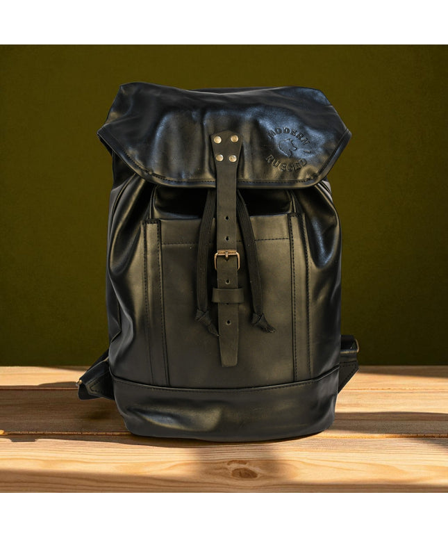 Bovine Leather Single Strap Backpack - Black