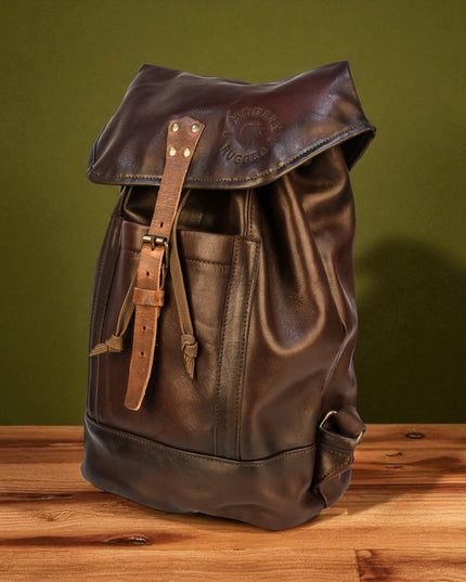 Bovine Leather Single Strap Backpack - Brown