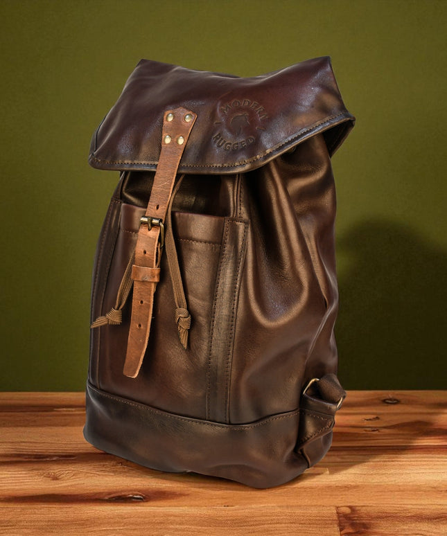 Bovine Leather Single Strap Backpack - Brown