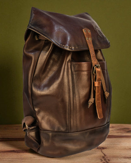 Bovine Leather Single Strap Backpack - Brown