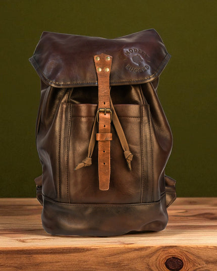 Bovine Leather Single Strap Backpack - Brown