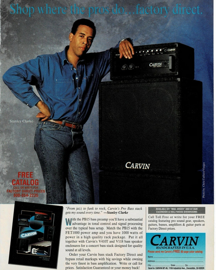CARVIN AMPS - STANLEY CLARKE - 1991 Print Advertisement