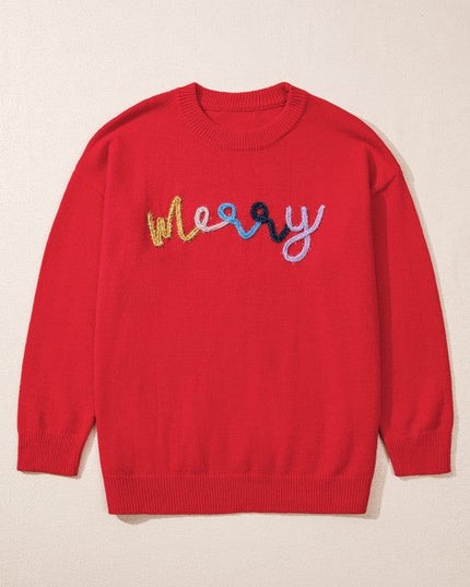 Plus Size Christmas Merry Tinsel Sweater
