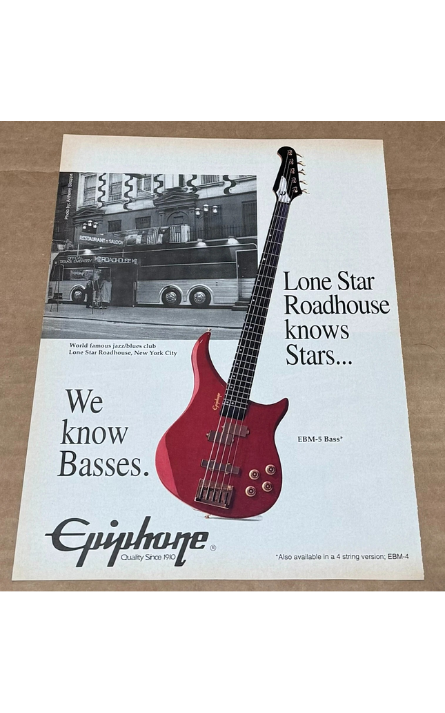 EPIPHONE GUITARS - EBM-5 BASS - 1993 Print Advertisement