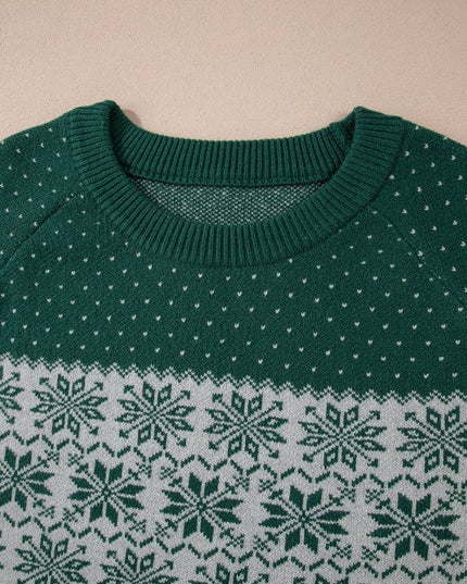 Plus Size Christmas Snowflake Crewneck Sweater