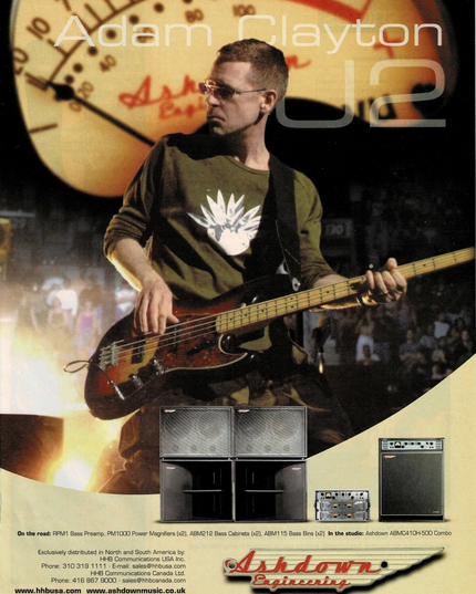 Ashdown Engineering - Adam Clayton of U2 - 2002 Print Advertisement