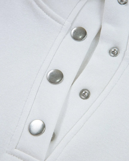 Colorblock Patchwork Half Button Baggy Sweatshirt