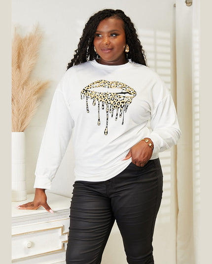 Women Simply Love Graphic Dropped Shoulder Round Neck Sweatshirt